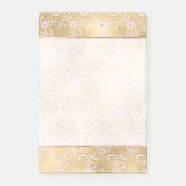 Bloco De Notas Lace Floral Dourado e rosa elegante