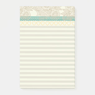 Bloco De Notas Lace muito pastoso e listras femininas bonito Retr