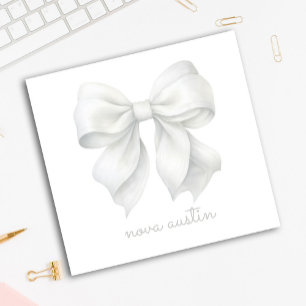 Bloco De Notas Laço Branco na Moda Personalizado Com Nome Monogra