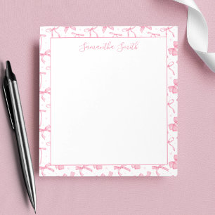 Bloco De Notas Laço Coquette Rosa Estético Nome Personalizado