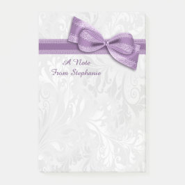 Bloco De Notas Laço Falso Roxo e Damask Branco