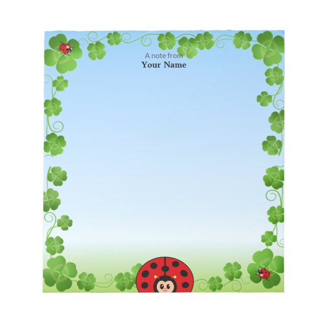 Bloco De Notas Ladybug bonito de azul claro (Frente)