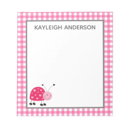 Bloco De Notas Ladybug e Pink Gingham Notepad