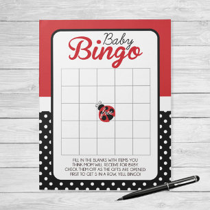Bloco De Notas Ladybug Gift Bingo Chá de fraldas