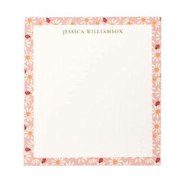 Bloco De Notas Ladybugs and Daisies Personalized Name