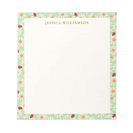 Bloco De Notas Ladybugs and Daisies Personalized Name