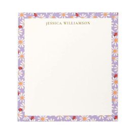 Bloco De Notas Ladybugs and Daisies Personalized Name