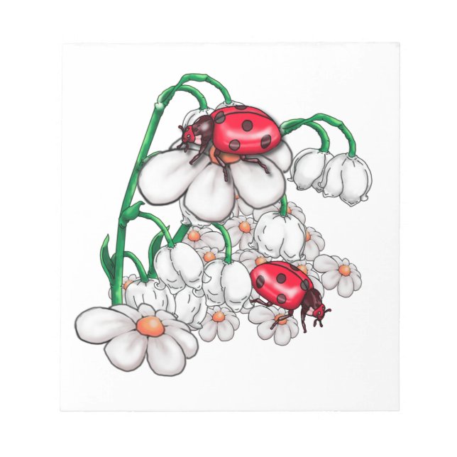 Bloco De Notas ladybugs em flors (Frente)