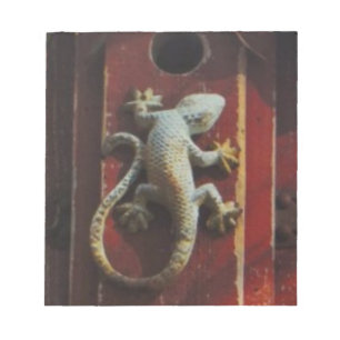 Bloco De Notas Lagarto-cinza em madeira vestida