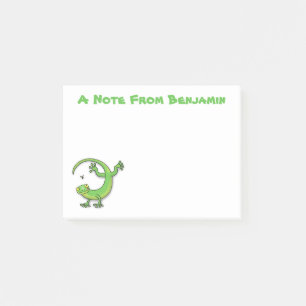 Bloco De Notas Lagarto verde-gecko bonito e feliz com desenho ani