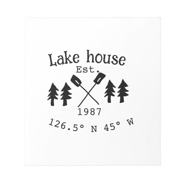 Bloco De Notas Lago House ets. Data ano em que as coordenadas per (Frente)