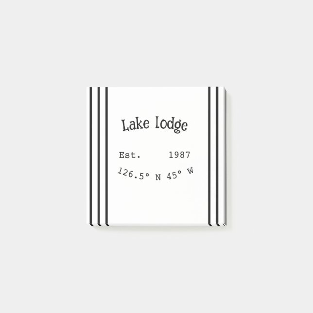 Bloco De Notas Lago House ets. Data ano em que as coordenadas per (Frente)