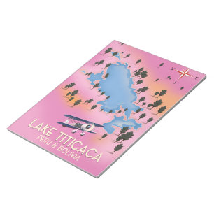 Bloco De Notas Lago Titicaca, peru, mapa do lago Bolívia viagem a