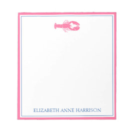 Bloco De Notas Lagosta rosa e Marinho azul personalizada