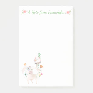 Bloco De Notas Lama bonito com Flores e Fita Verde