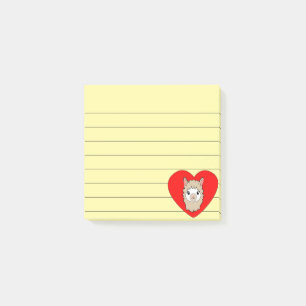 Bloco De Notas Lama Bonito Em Coração Vermelho Desenho Vinculado
