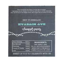 Bloco De Notas Lâmpadas De Chalkboard Lights Teal Bat Mitzvah Can