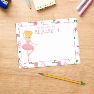 Bloco De Notas Lanche Personalizado para Meninas com Bailarina em