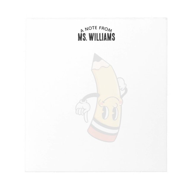 Bloco De Notas Lápis de Sala de Aula do Professor Nome Personaliz (Frente)