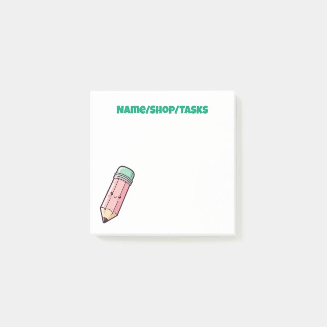 Bloco De Notas Lápis Rosa Fofo (Frente)