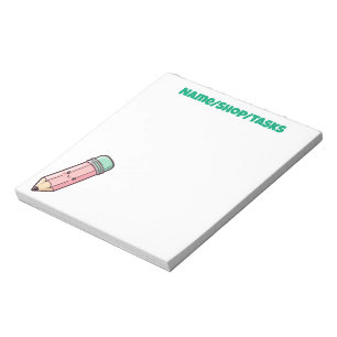 Bloco De Notas Lápis Rosa Kawaii