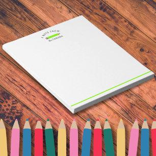 Bloco De Notas Lápis Verde Bonito Do Nome Personalizado Do Profes