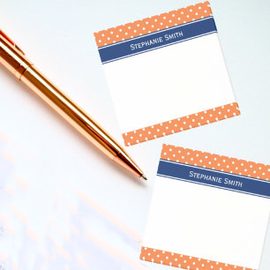 Bloco De Notas Laranja, Bolinhas branca com azul real