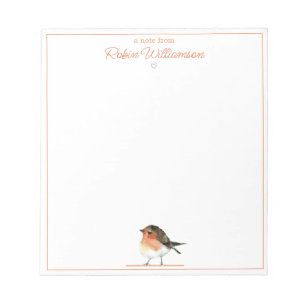 Bloco De Notas Laranja Bonito Robin - Elegante Simples