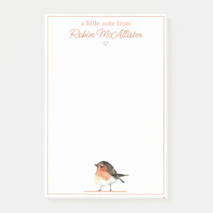 Bloco De Notas Laranja Bonito Robin - Elegante Simples