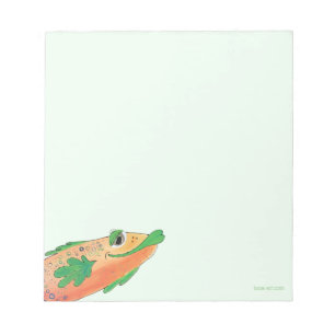 Bloco De Notas Laranja de pintura e verde dos peixes Funky