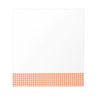 Bloco De Notas Laranja e Gingham Branco