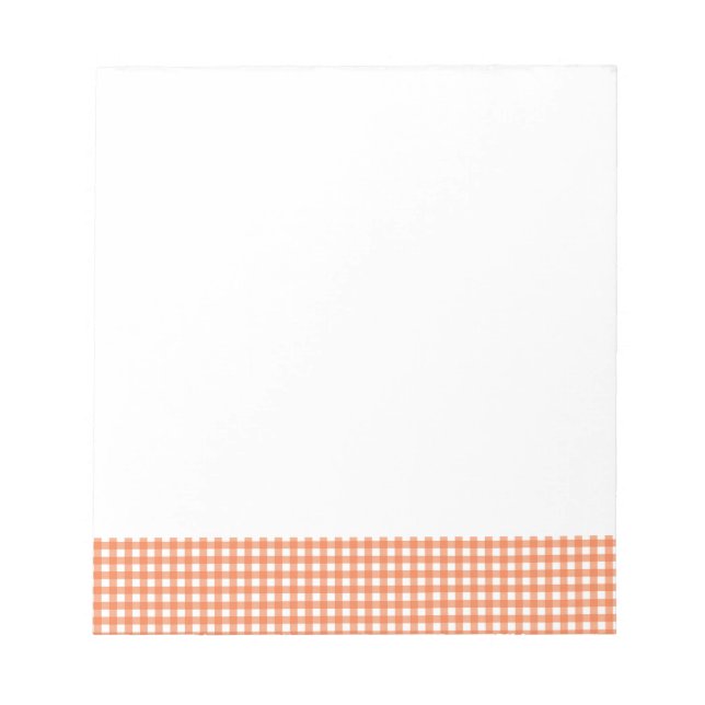 Bloco De Notas Laranja e Gingham Branco (Frente)
