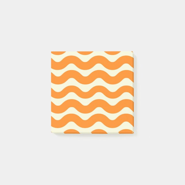Bloco De Notas Laranja Groovy Wavy Stripe Abstrato moderno Primav (Frente)
