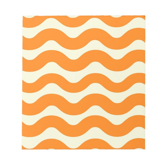 Bloco De Notas Laranja Groovy Wavy Stripe Abstrato moderno Primav (Frente)