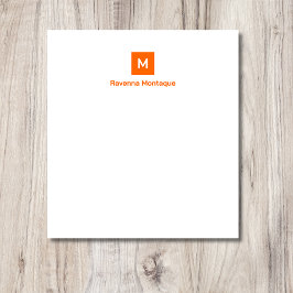 Bloco De Notas Laranja Pôr do Sol Moderno Chic Tendência Monogram