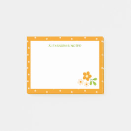 Bloco De Notas Laranja Quente Flor Ditsy Bolinhas Personalizado