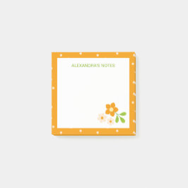Bloco De Notas Laranja Quente Flor Ditsy Bolinhas Personalizado