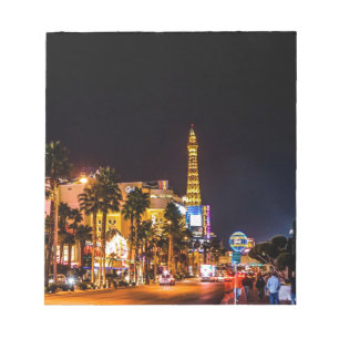 Bloco De Notas Las Vegas Night Lights Strip Eiffel Tower Casino