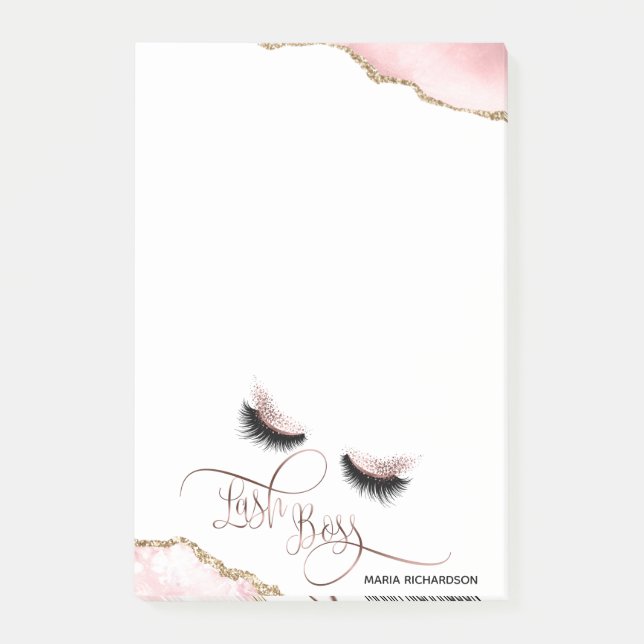 Bloco De Notas Lash Boss Makeup Olhos-da-sobrancelha Lashes Rosa- (Frente)
