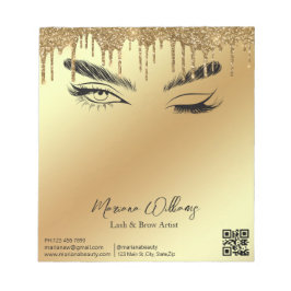 Bloco De Notas lash & brow artista qr code gold negócio metálico