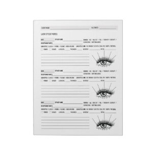 Bloco De Notas Lash Client Record, Lash Extensions Client