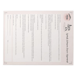 Bloco De Notas Lash e Makeup Eyelash Extensão de Responsabilidade