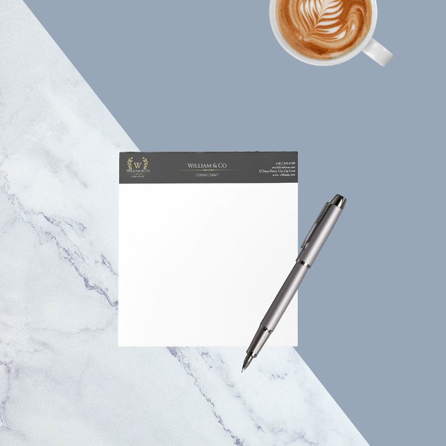 Bloco De Notas Laurel Wreath Dourado clássico Monograma (Criador carregado)