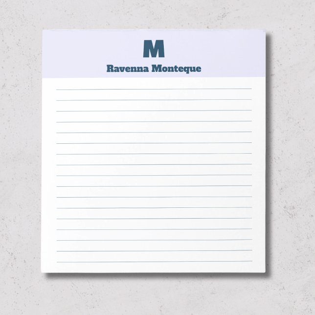 Bloco De Notas Lavanda Chic Nome Personalizado Monograma Lined (Criador carregado)