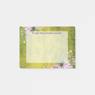 Bloco De Notas Lavanda de Aquarela Floral em Verde-Olivado