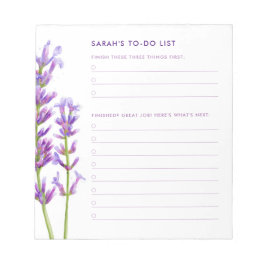 Bloco De Notas Lavanda de Aquarela Grande Três Para Fazer
