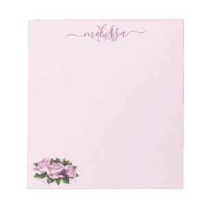 Bloco de notas Lavanda de Rosa do Pastel Monograma