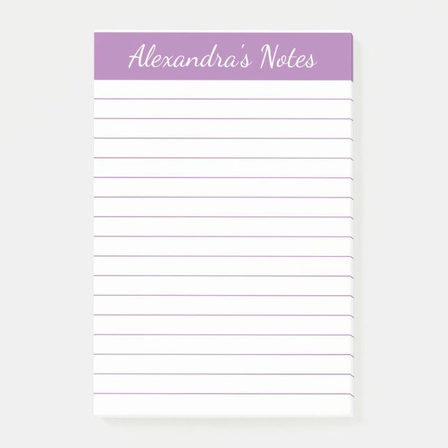 Bloco De Notas Lavanda Elegante Simples Personalizada (Frente)