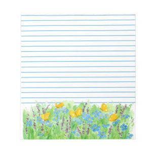 Bloco De Notas Lavanda Flores Wildflower Laranja Borboleta