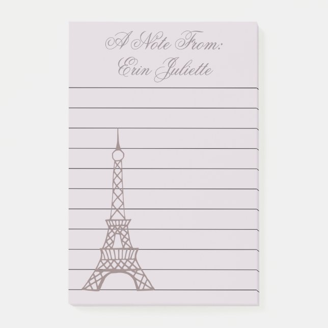 Bloco De Notas Lavanda Personalizada Torre Eiffel Posta Notas (Frente)